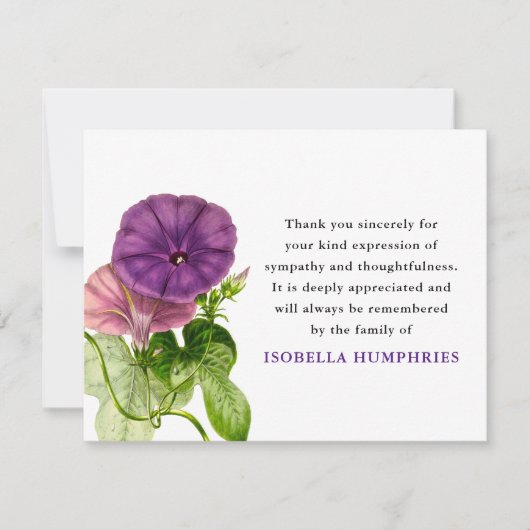 水彩パープルモーニンググローリー |ありがとうございます サンキューカード (正面)