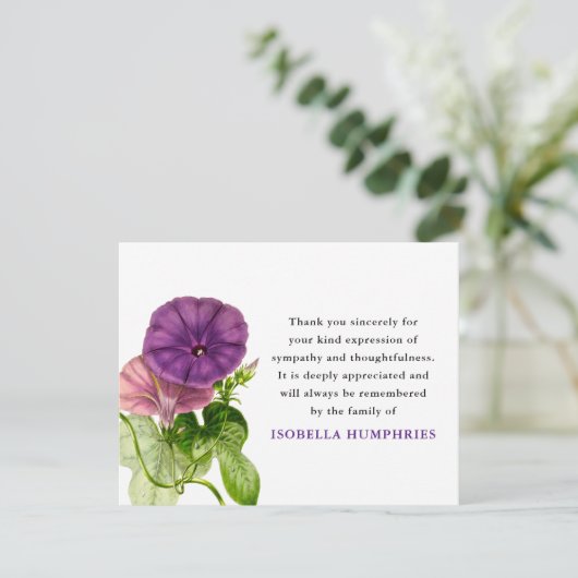 水彩パープルモーニンググローリー |ありがとうございます サンキューカード (スタンド正面)