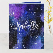 水彩パープルユニバース カード (黄色い花)