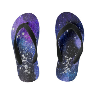 水彩パープルユニバース キッズビーチサンダル