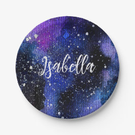 水彩パープルユニバース ペーパープレート
