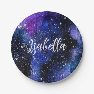 水彩パープルユニバース ペーパープレート