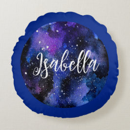 水彩パープルユニバース ラウンドクッション