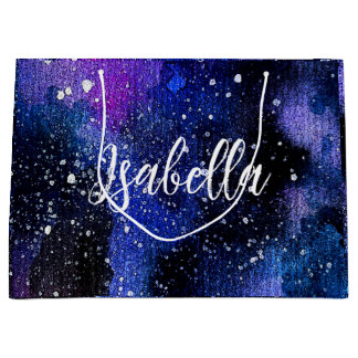 水彩パープルユニバース ラージペーパーバッグ