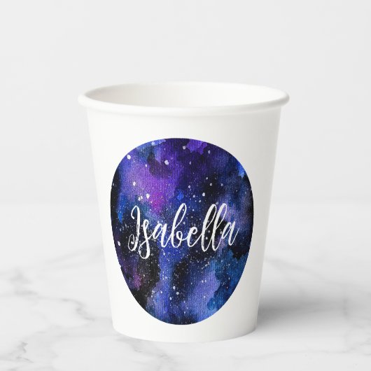 水彩パープルユニバース 紙コップ (正面)