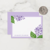 水彩パープルライラックと名パーソナライズされた前 ノートカード (正面/裏面インサイチュ)