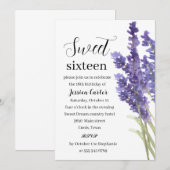 水彩パープルラベンダーフローラ甘い16 16 招待状 (正面/裏面)