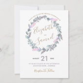 水彩パープルリース結婚式招待状 招待状 (正面)