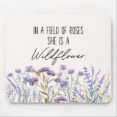 水彩パープルワイルドフラワーガーデン自然引用文 マウスパッド (正面)