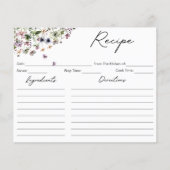 水彩パープルワイルドフラワーフローラレシピカード (正面)