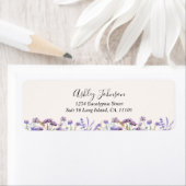 水彩パープルワイルドフラワーメドウ差出人住所 ラベル (インサイチュ)