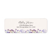 水彩パープルワイルドフラワーメドウ差出人住所 ラベル (正面)