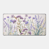水彩パープルワイルドフラワーメドウ引用文 デスクマット (正面)