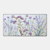 水彩パープルワイルドフラワーメドウ引用文 デスクマット (正面)