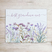 水彩パープルワイルドフラワーメドウ引用文 フリースブランケット