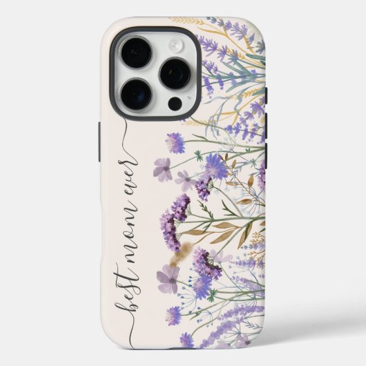 水彩パープルワイルドフラワーメドウ引用文 Case-Mate iPhoneケース (裏面)