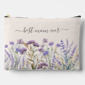 水彩パープルワイルドフラワーメドウ アクセサリーポーチ (正面)