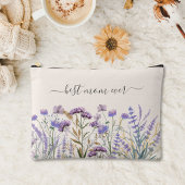 水彩パープルワイルドフラワーメドウ アクセサリーポーチ