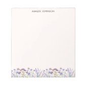 水彩パープルワイルドフラワーメドウ ノートパッド (正面)