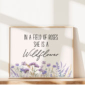 水彩パープルワイルドフラワー引用文水平 ポスター