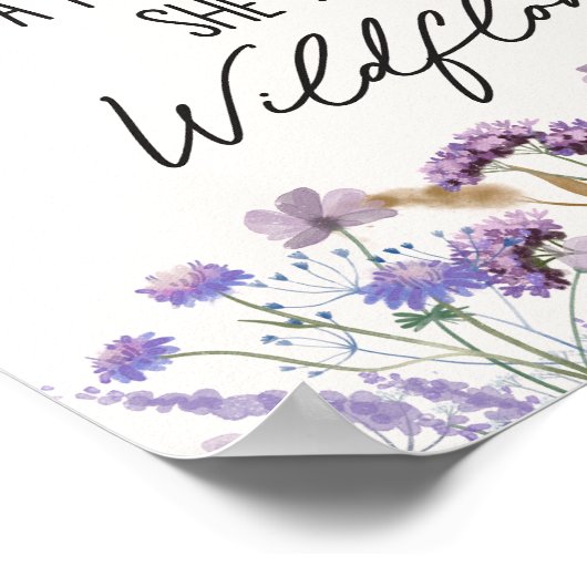 水彩パープルワイルドフラワー引用文水平 ポスター (角)