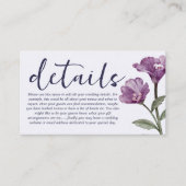 水彩パープルワイルドフラワー結婚ズ詳細 エンクロージャーカード (正面)