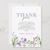 水彩パープルワイルドフラワー サンキューカード (正面)