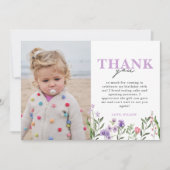 水彩パープルワイルドフラワー サンキューカード (正面)