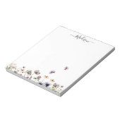 水彩パープルワイルドフラワー ノートパッド (回転)