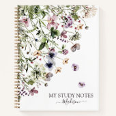 水彩パープルワイルドフラワー ノートブック (正面)