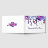 水彩パープル多肉植物 モダン ブライダルシャワー ゲストブック (全面)