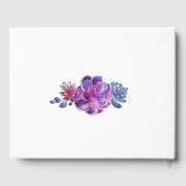 水彩パープル多肉植物 モダン ブライダルシャワー ゲストブック (裏面)