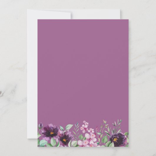 水彩パープル花模様結婚式招待状 セーブザデート (裏面)