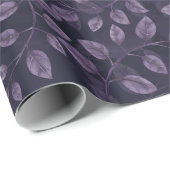 水彩パープル葉ズパターン ラッピングペーパー (ロールコーナー)