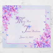 水彩パープル薄紫きらめくフラワーワインラ スパークリングワインラベル (シングルラベル)