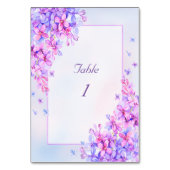 水彩パープル薄紫フラワーテーブル番号 テーブルナンバー (正面)