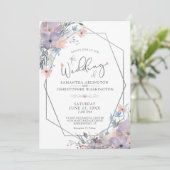 水彩パープル薄紫フローラ幾何学模様 招待状 (スタンド正面)