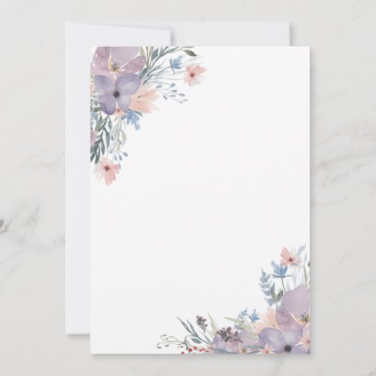 水彩パープル薄紫フローラ幾何学模様 招待状 (裏面)