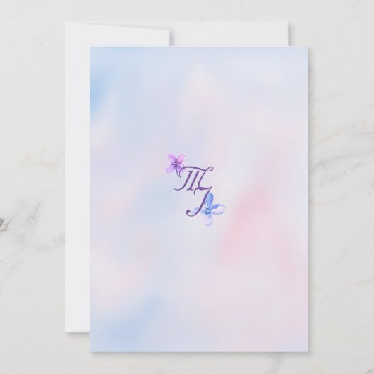 水彩パープル薄紫結婚フラワーの5 x 7招待状 招待状 (裏面)