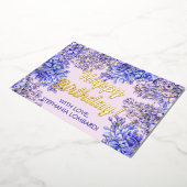 水彩パープル薄紫花誕生日金ゴールド 箔シーズンカード (回転した状態)