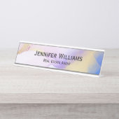 水彩パープル金ゴールドカスタム デスクネームプレート (正面)