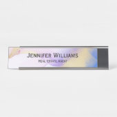 水彩パープル金ゴールドカスタム デスクネームプレート (正面)