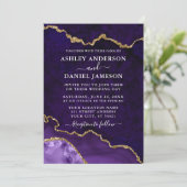 水彩パープル金ゴールド大理石ゲート結婚ーズ 招待状 (スタンド正面)