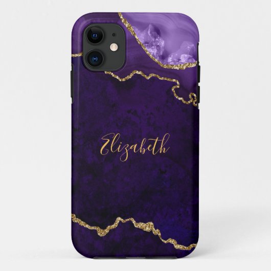 水彩パープル金ゴールド大理石瑪瑙の宝庫 Case-Mate iPhoneケース (裏面)