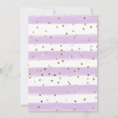 水彩パープル金ゴールド春傘ベビーシャワー 招待状 (裏面)