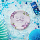 水彩パープル開花花模様結婚ズプレート ペーパープレート (パーティー)