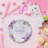 水彩パープル開花花模様結婚ズプレート ペーパープレート (パーティー)
