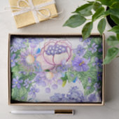 水彩パープル、ピンク、ブルーガーデンの花 薄葉紙 (ギフト)