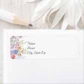 水彩パープル&ブルーワイルドフラワー住所 シール (インサイチュ)