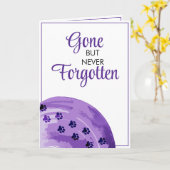 水彩パープル＆ホワイトの肉球プリントペットシンパシー カード (黄色い花)